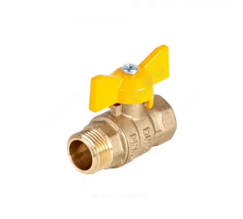 Кран шаровой латунь никель газ Стандарт Ду 20 Ру40 ВР/НР полнопроходной бабочка Dist Н422Б