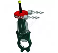 Задвижка шиберная односторонняя чугун VG4400-01NI Ду 80 Ру10 межфл со штурвалом с цепью уплотнение: NBR Tecofi VG4400-01NI0080