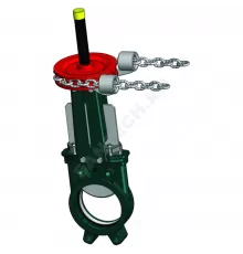 Задвижка шиберная односторонняя чугун VG4400-01NI Ду 100 Ру10 межфл со штурвалом с цепью уплотнение: NBR Tecofi VG4400-01NI0100