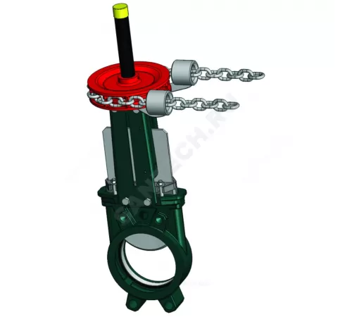 Задвижка шиберная односторонняя чугун VG4400-01NI Ду 450 Ру7 межфл со штурвалом с цепью уплотнение: NBR Tecofi VG4400-01NI0450