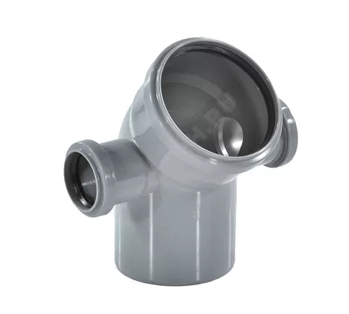 Отвод PP-H с выходом левый и правый серый Дн 110х50х50х45гр б/нап в/к RTP (РосТурПласт) 36685