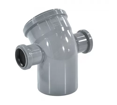 Отвод PP-H с выходом левый и правый серый Дн 110х50х50х45гр б/нап в/к RTP (РосТурПласт) 36685