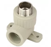 Угольник PP-R комбинированный серый Дн 25х3/4" НР с креплением VALFEX 10121125Г