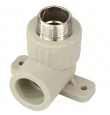 Угольник PP-R комбинированный серый Дн 20х3/4" НР с креплением VALFEX 10121120Г