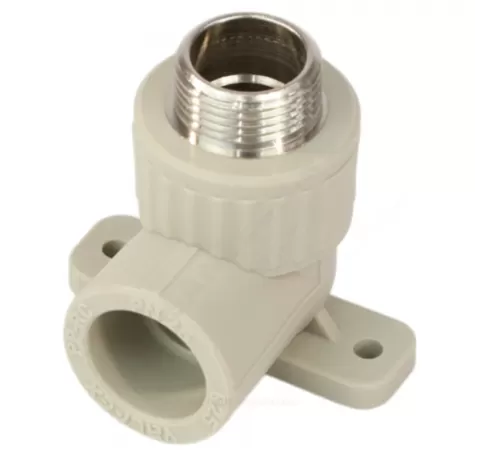 Угольник PP-R комбинированный серый Дн 25х3/4" НР с креплением VALFEX 10121125Г