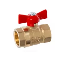 Кран шаровой латунь Стандарт 230 аналог 11б27п1 Ду 15 Ру40 ВР бабочка красная ГАЛЛОП 0107163