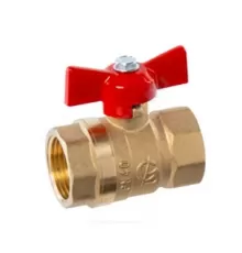 Кран шаровой латунь Стандарт 230 аналог 11б27п1 Ду 15 Ру40 ВР бабочка красная ГАЛЛОП 0107163