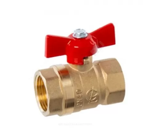 Кран шаровой латунь Стандарт 230 аналог 11б27п1 Ду 15 Ру40 ВР бабочка красная ГАЛЛОП 0107163