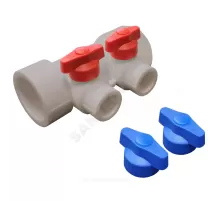 Коллектор PP-R серый Дн 40х20 на 2 выхода с кранами VALFEX 101134002Г