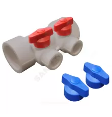 Коллектор PP-R серый Дн 40х20 на 2 выхода с кранами VALFEX 101134002Г