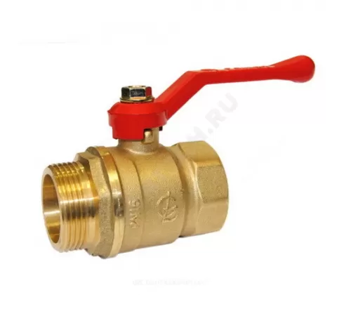 Кран шаровой латунь Стандарт 221 аналог 11б27п1 Ду 32 Ру16 ВР/НР рычаг красный ГАЛЛОП 103173