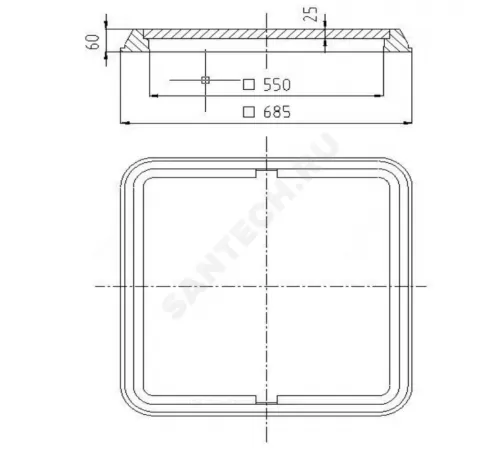 Люк полимер (легкий) 685х685мм черный квадратный h=60мм 30кН Ростполимерпром