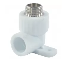 Угольник PP-R комбинированный белый Дн 25х1/2" НР с креплением VALFEX 10121025