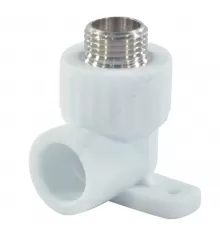 Угольник PP-R комбинированный белый Дн 25х3/4" НР с креплением VALFEX 10121125