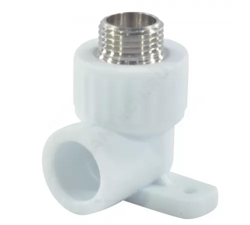 Угольник PP-R комбинированный белый Дн 25х1/2" НР с креплением VALFEX 10121025