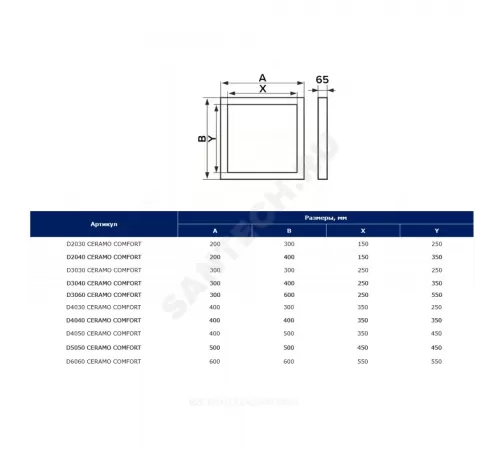 Люк под плитку нажимной алюминий 400х400 на износоустойчивой петле Evecs CERAMO COMFORT D4040