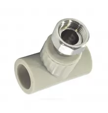 Тройник PP-R комбинированный серый Дн 20х1/2" с накидной гайкой VALFEX 10140020Г