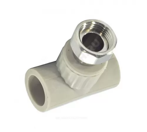 Тройник PP-R комбинированный серый Дн 20х3/4" с накидной гайкой VALFEX 10140120Г