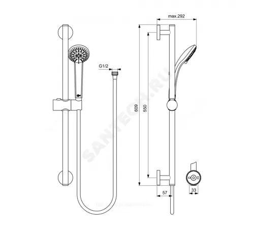 Промо-комплект для ванны с душем CERATHERM T25 Ideal Standard BC984AA
