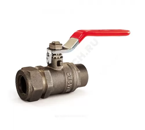 Кран шаровой латунь Ду 15х1/2" Ру50 ВР/обжим рычаг красный STAHLMANN SVLF1501/2NEF