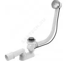 Слив-перелив для ванны плоский полуавтоматический (тросик) 1 1/2"x40 с переходной трубкой 10гр 40/50 слив клапан, пробка D=45мм Alca Plast A55K-RU-01