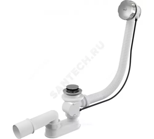 Слив-перелив для ванны плоский полуавтоматический (тросик) 1 1/2"x40 с переходной трубкой 10гр 40/50 слив клапан, пробка D=45мм Alca Plast A55K-RU-01