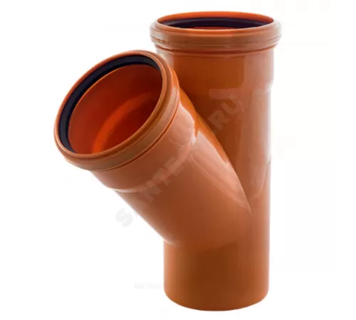 Тройник НПВХ коричневый Дн 160х110х87гр б/нап переходной в/к Хемкор 2491092