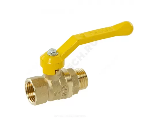 Кран шаровой латунь газ Стандарт 221 аналог 11б27п1 Ду 15 Ру40 ВР/НР полнопроходной рычаг ГАЛЛОП 115010