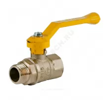 Кран шаровой латунь газ Стандарт 221 аналог 11б27п1 Ду 15 Ру40 ВР/НР полнопроходной рычаг ГАЛЛОП 115010