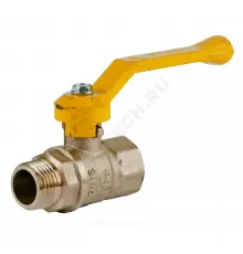 Кран шаровой латунь газ Стандарт 221 аналог 11б27п1 Ду 15 Ру40 ВР/НР полнопроходной рычаг ГАЛЛОП 115010