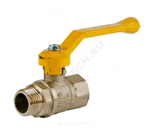 Кран шаровой латунь газ Стандарт 221 аналог 11б27п1 Ду 15 Ру40 ВР/НР полнопроходной рычаг ГАЛЛОП 115010
