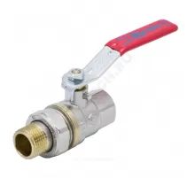 Кран шаровой латунь никель 1006 Euro Ду 50 Ру16 ВР/"американка" полнопроходной рычаг красный Aquasfera 1006-06