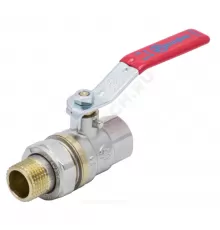 Кран шаровой латунь никель 1006 Euro Ду 15 Ру40 ВР/"американка" полнопроходной рычаг красный Aquasfera 1006-01