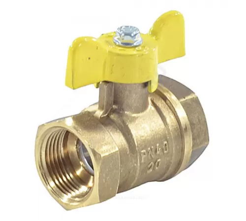 Кран шаровой латунь газ 11Б27фтМ Ду 32 Ру40 ВР полнопроходной бабочка VALFEX VF.277.LB3.114