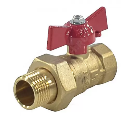 Кран шаровой латунь 11б27п1 Ду 15 Ру16 ВР/"американка" бабочка красная SantechSystems .