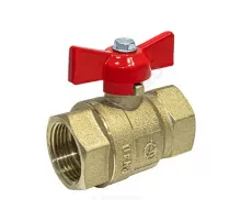 Кран шаровой латунь Крепыш 330 аналог 11б27п1 Ду 15 Ру40 ВР полнопроходной бабочка красная ГАЛЛОП 0110212