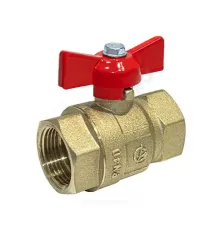 Кран шаровой латунь Крепыш 330 аналог 11б27п1 Ду 15 Ру40 ВР полнопроходной бабочка красная ГАЛЛОП 0110212