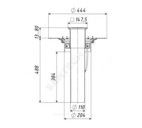 Воронка кровельная с вертикальным выпуском PP Дн 110 с трапом, прижимным фланцем из нержавеющей стали, электрообогревом Татполимер ТП-03.У.100/4-Э