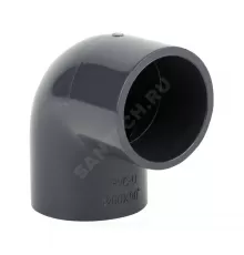 Отвод ПВХ Дн 225х90гр Ру10 серый напорный под клеевое соединение Aquaviva ELW22590
