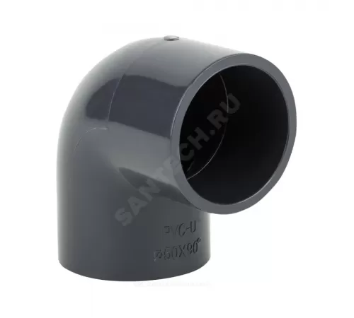 Отвод ПВХ Дн 225х90гр Ру10 серый напорный под клеевое соединение Aquaviva ELW22590