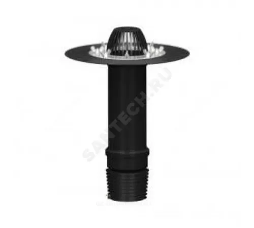 Воронка кровельная с вертикальным выпуском PP Дн 90/110 с листвоуловителем, прижимным фланцем из нержавеющей стали Татполимер ТП-07.100/6