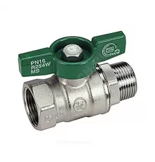 Кран шаровой латунь хром R254W Ду 10 Ру42 ВР/НР бабочка зеленая Giacomini R254WX022