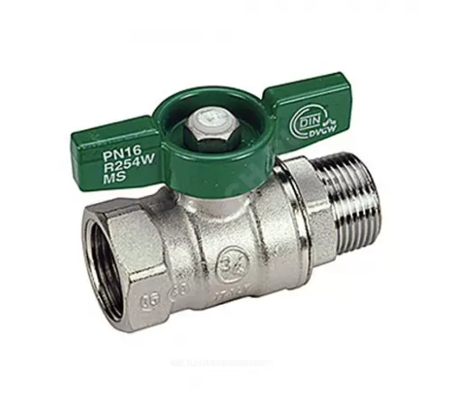 Кран шаровой латунь хром R254W Ду 10 Ру42 ВР/НР бабочка зеленая Giacomini R254WX022