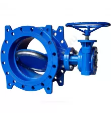 Затвор дисковый поворотный двухэксцентриковый чугун Ду 250 Ру10/16 фл с редуктором диск чугун манжета EPDM Benarmo .