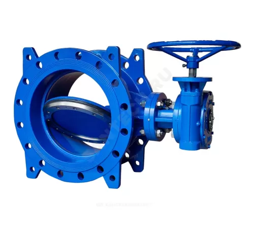 Затвор дисковый поворотный двухэксцентриковый чугун Ду 350 Ру10/16 фл с редуктором диск чугун манжета EPDM Benarmo .