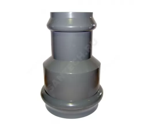 Муфта НПВХ SDR26 переходная Дн 225х160 Ру10 серая напорная раструбная под соединение с уплотнительным кольцом в/к Хемкор 2181102