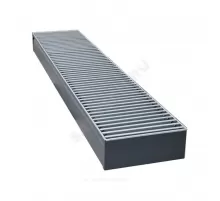 Конвектор внутрипольный рулонная решетка (втулки черные) анодированный алюминий с рамкой U - образный профиль подключение - универсальное Бриз КЗТО 260x100x2300 5 Ал 12