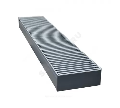 Конвектор внутрипольный рулонная решетка (втулки черные) анодированный алюминий с рамкой U - образный профиль подключение - универсальное Бриз КЗТО 260x100x2300 5 Ал 12