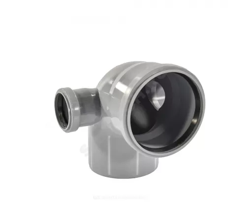 Отвод PP-H с выходом левый и правый серый Дн 110х50х87гр б/нап в/к VALFEX 23123150