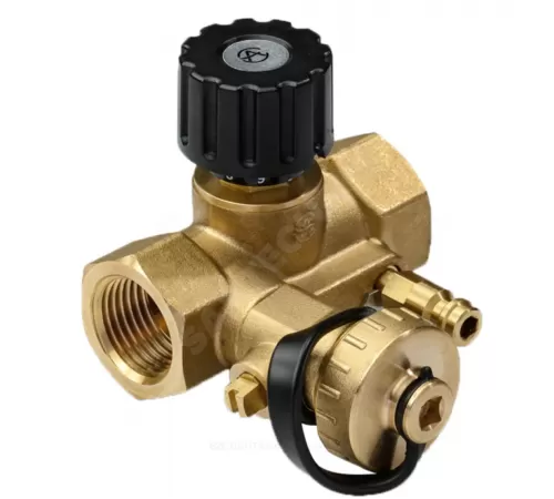 Клапан балансировочный ручной латунь 2013 Ду 20 G3/4" Ру16 Тмакс=120 оС ВР Kvs=2.5м3/ч с измерительными ниппелями EURO Aquasfera 2013-02